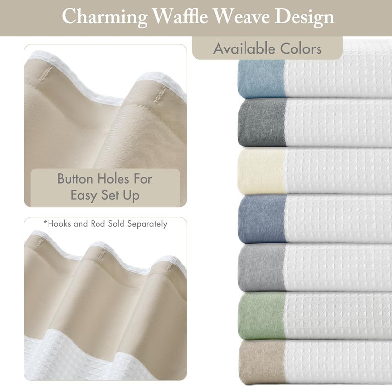 madison park Shower Curtain Spa Waffle Weave Long Shower Curtain for Bathroom 3M Scotchgard Moisture Management, Spa Quality Modern Bathroom Shower Curtains, Long 182 x 188 Taupe - Image 3