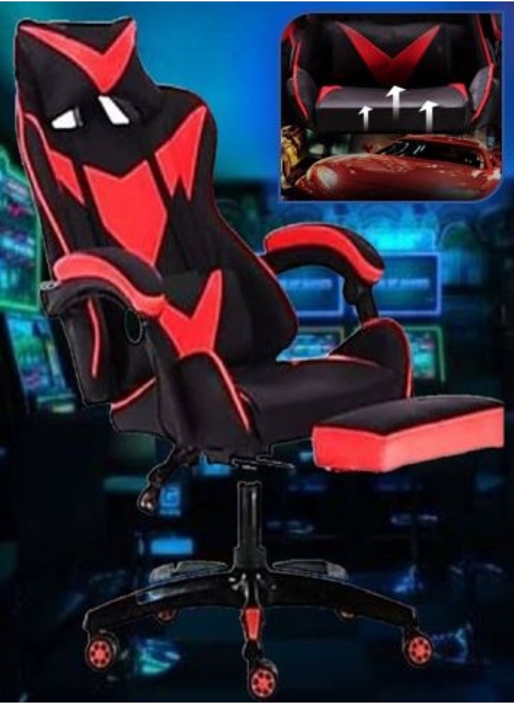 AWF AL WADI FURNITURE Gaming Chair, Big Size, Faux Leather Gaming Chair Heavyweight With Footrest,Ergonomic Gaming Chair,Comfortable,Head support,Lumbar Support,Black and Red 