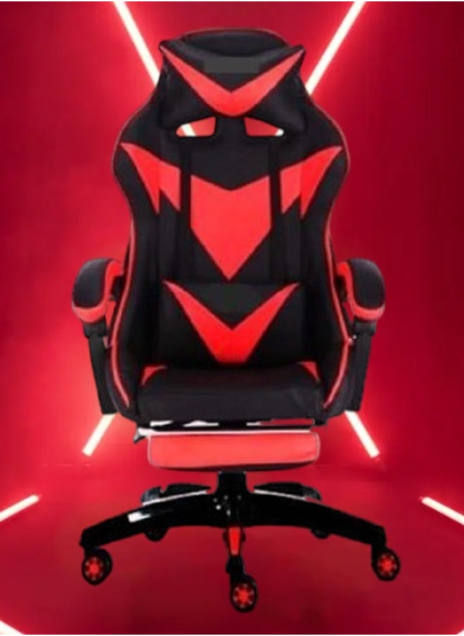AL WADI FURNITURE - Fully Assembled Ergonomic Red & Black Memory Foam Feel Seating Gaming Chair with Footrest, Armrest, and Headrest - High Back, Adjustable Lumbar Support, and 360-Degree Swivel for Ultimate Comfort - Image 1