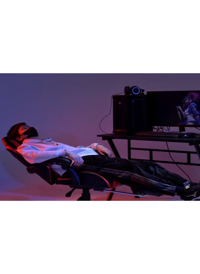 AL WADI FURNITURE - Fully Assembled Ergonomic Red & Black Memory Foam Feel Seating Gaming Chair with Footrest, Armrest, and Headrest - High Back, Adjustable Lumbar Support, and 360-Degree Swivel for Ultimate Comfort - Image 1