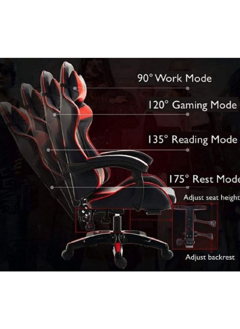 AL WADI FURNITURE - Fully Assembled Ergonomic Red & Black Memory Foam Feel Seating Gaming Chair with Footrest, Armrest, and Headrest - High Back, Adjustable Lumbar Support, and 360-Degree Swivel for Ultimate Comfort - Image 1
