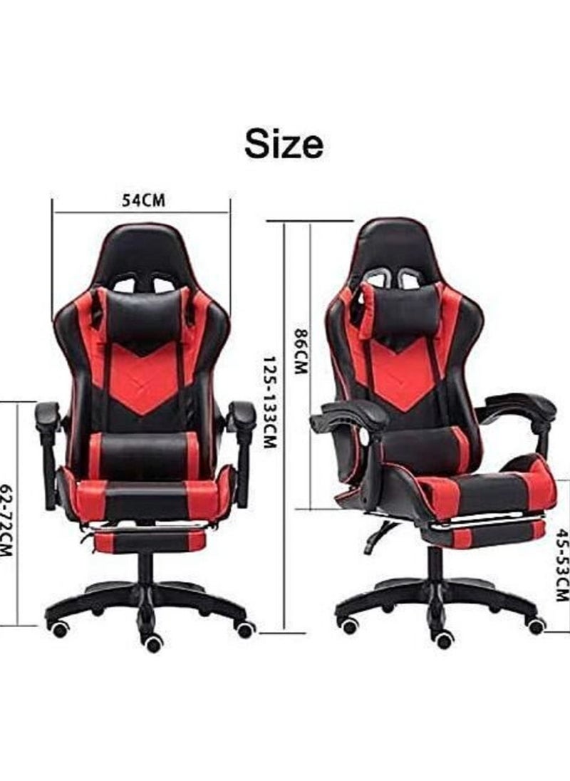 AL WADI FURNITURE - Fully Assembled Ergonomic Red & Black Memory Foam Feel Seating Gaming Chair with Footrest, Armrest, and Headrest - High Back, Adjustable Lumbar Support, and 360-Degree Swivel for Ultimate Comfort - Image 1