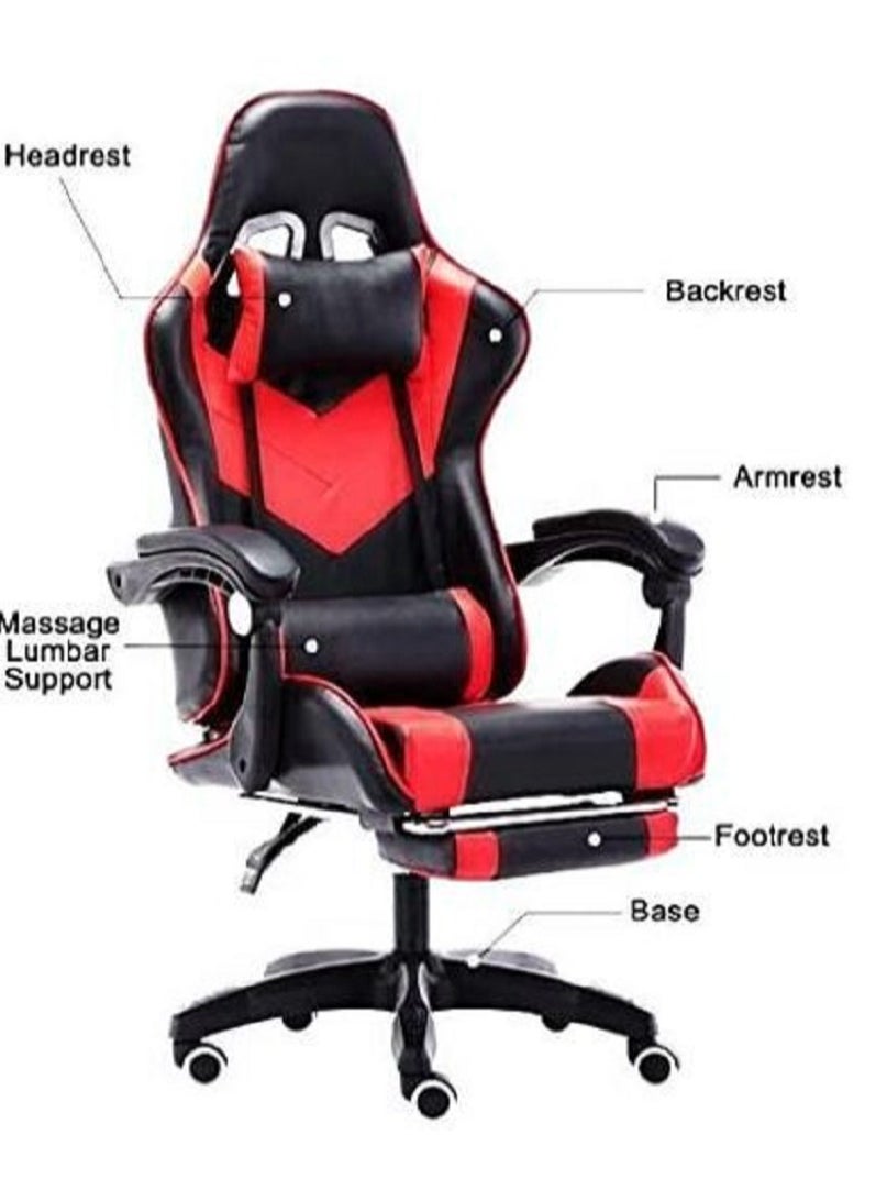 AL WADI FURNITURE - Fully Assembled Ergonomic Red & Black Memory Foam Feel Seating Gaming Chair with Footrest, Armrest, and Headrest - High Back, Adjustable Lumbar Support, and 360-Degree Swivel for Ultimate Comfort - Image 1
