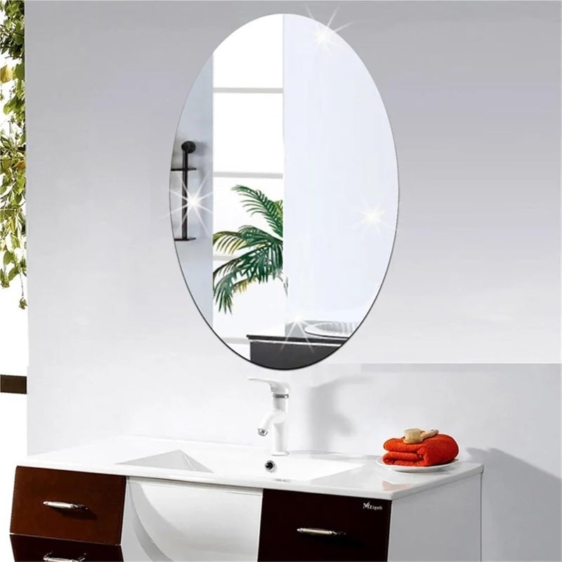 Self Adhesive Mirror 4pcs 3D Mirror Stickers Flexible Self-Adhesive DIY Art Mirrors Wall Sticker Decoration for Wardrobe Bathroom Home 27 * 17cm(Size 1) - Image 4