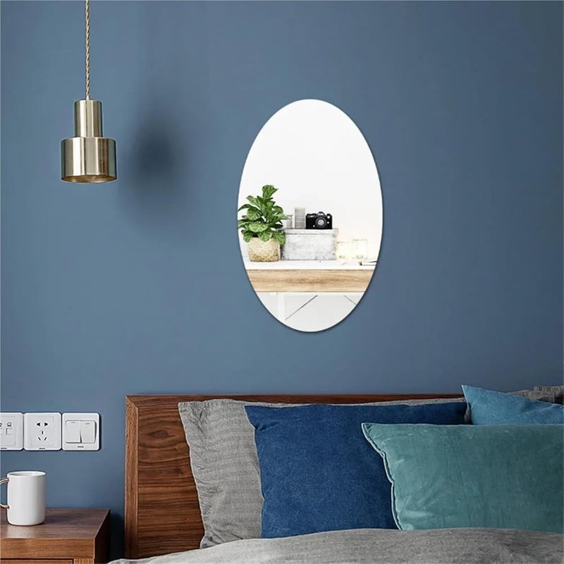 Self Adhesive Mirror 4pcs 3D Mirror Stickers Flexible Self-Adhesive DIY Art Mirrors Wall Sticker Decoration for Wardrobe Bathroom Home 27 * 17cm(Size 1) - Image 2