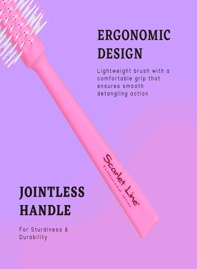Scarlet Line Professional Round Hair Styling Brush for Blow Drying with Soft Ball Tip Nylon Bristle, Anti Slip Handle for Short Thin Curly Hair, Pink - Image 3