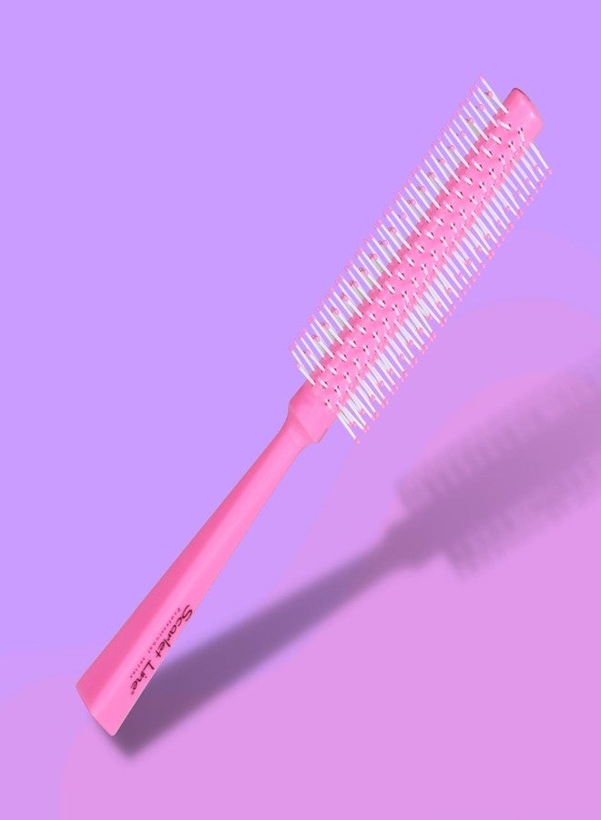 Scarlet Line Professional Round Hair Styling Brush for Blow Drying with Soft Ball Tip Nylon Bristle, Anti Slip Handle for Short Thin Curly Hair, Pink - Image 4