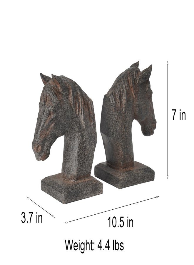 Braxio Horse Bookends Vintage Decor - Set of 2 Antique Rust Finished Horse Head Book Ends for Shelves Desk Office Decor Gifts 5.3 x 3.7 x 7 Inches - Image 5