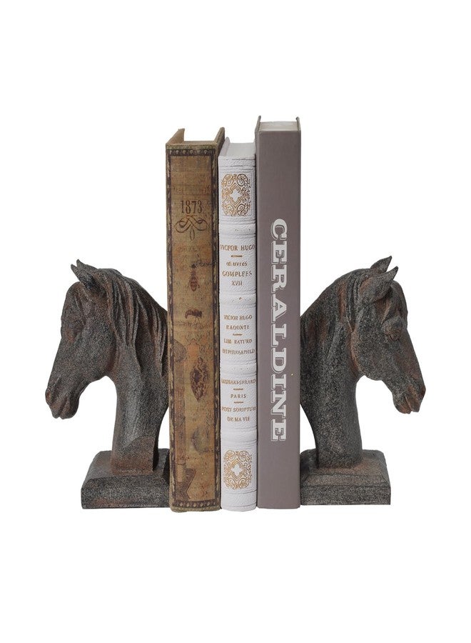 Braxio Horse Bookends Vintage Decor - Set of 2 Antique Rust Finished Horse Head Book Ends for Shelves Desk Office Decor Gifts 5.3 x 3.7 x 7 Inches - Image 1