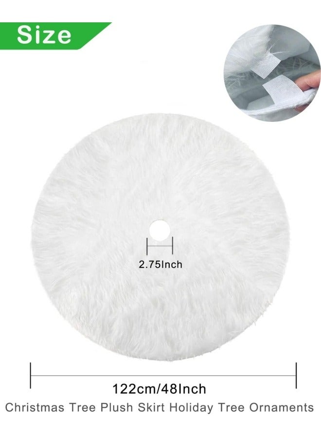 GGEROU Christmas Tree Plush Skir, 6cm Long White Faux Fur Tree Mat 120cm - Image 2