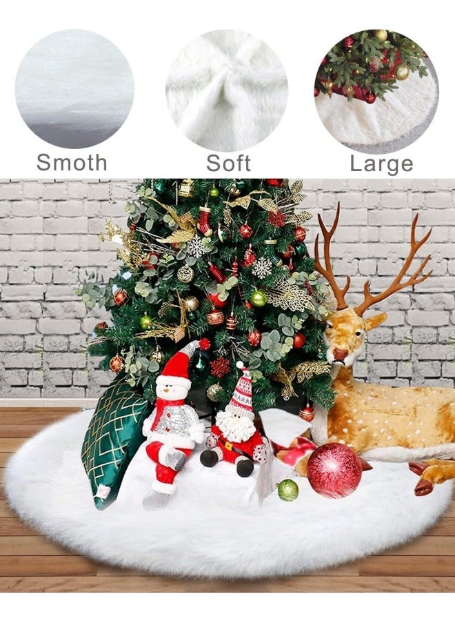 GGEROU Christmas Tree Plush Skir, 6cm Long White Faux Fur Tree Mat 120cm - Image 3