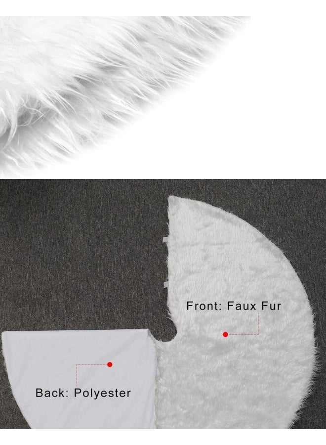 GGEROU Christmas Tree Plush Skir, 6cm Long White Faux Fur Tree Mat 120cm - Image 4