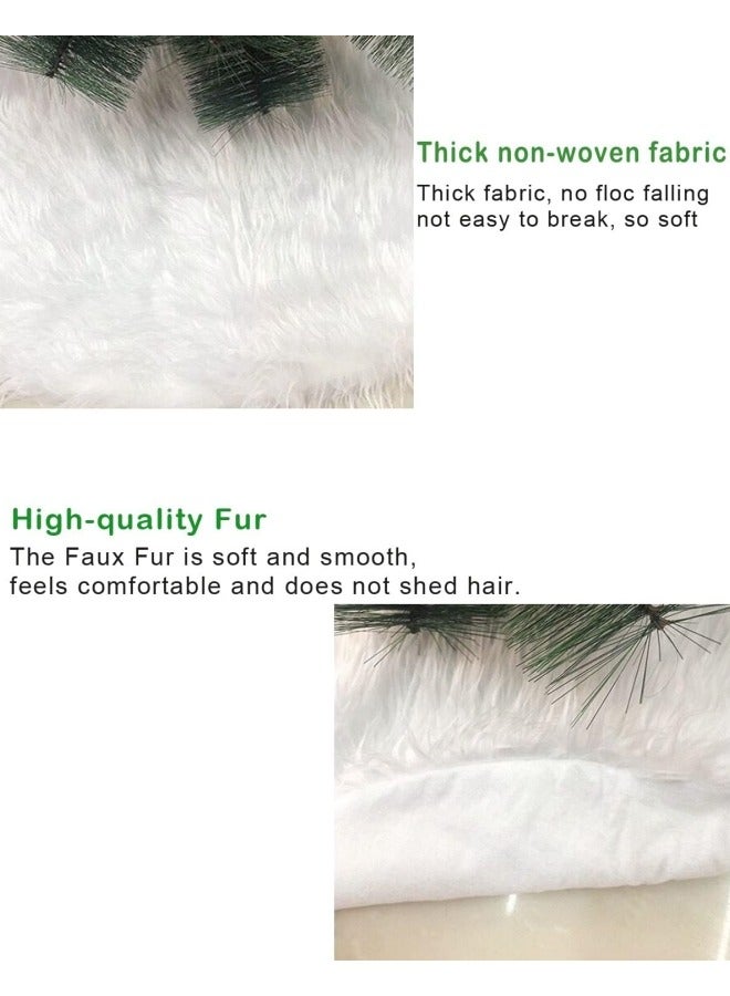GGEROU Christmas Tree Plush Skir, 6cm Long White Faux Fur Tree Mat 120cm - Image 5