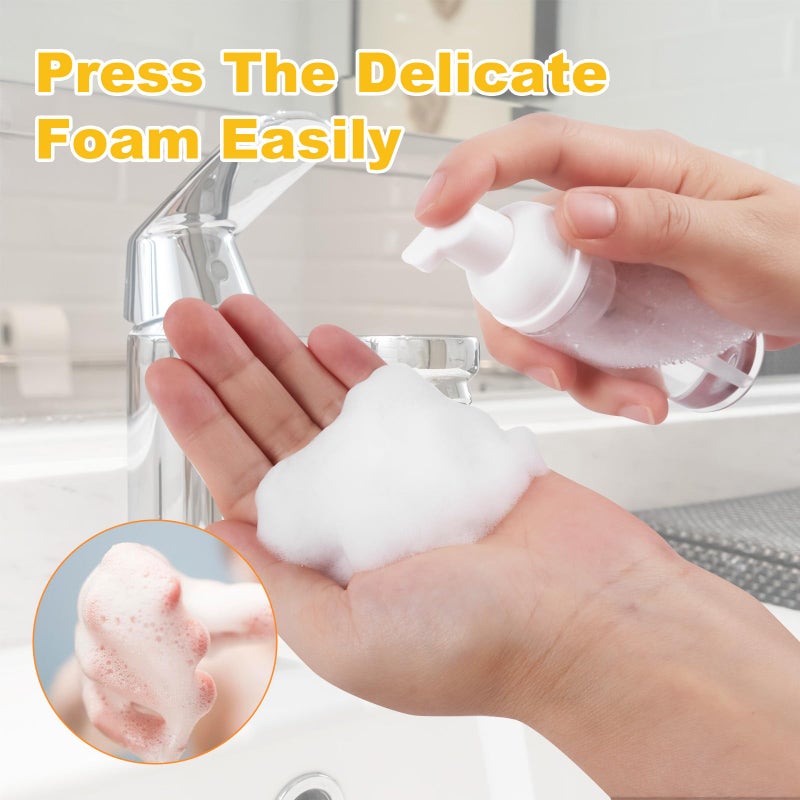 BienBion 2oz Travel-Sized Foaming Pump Bottles, 4PCS Empty Foam Pump Bottle, Refillable Travel Size Mousse Bottle, Hand Soap Shampoo Lash Shampoo Foaming Soap Dispenser, BPA Free(Clear) - Image 4
