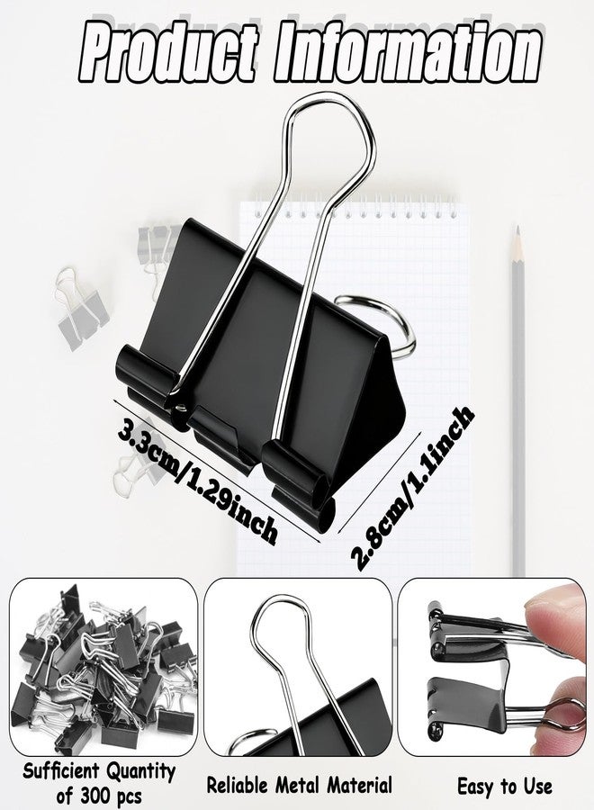 Tinsky 300 Pcs Medium Binder Clips Bulk 1.25 Inch Heavy Duty Paper Clamps Black Metal Binding Med Clips Office Supplies for Teachers Business - Image 3
