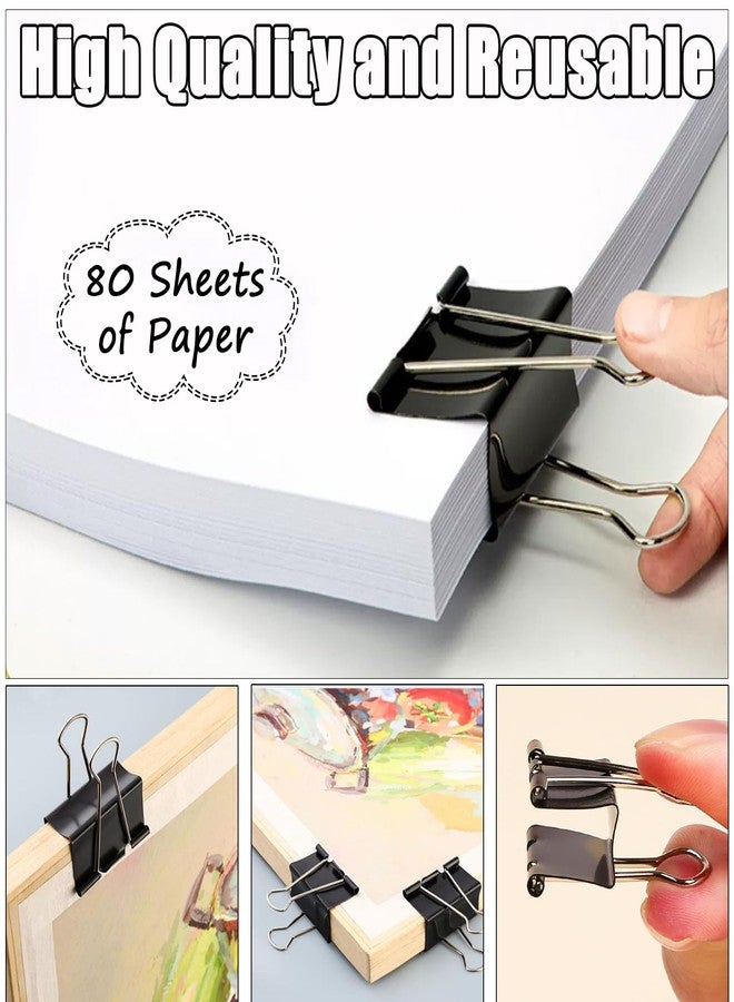 Tinsky 300 Pcs Medium Binder Clips Bulk 1.25 Inch Heavy Duty Paper Clamps Black Metal Binding Med Clips Office Supplies for Teachers Business - Image 5