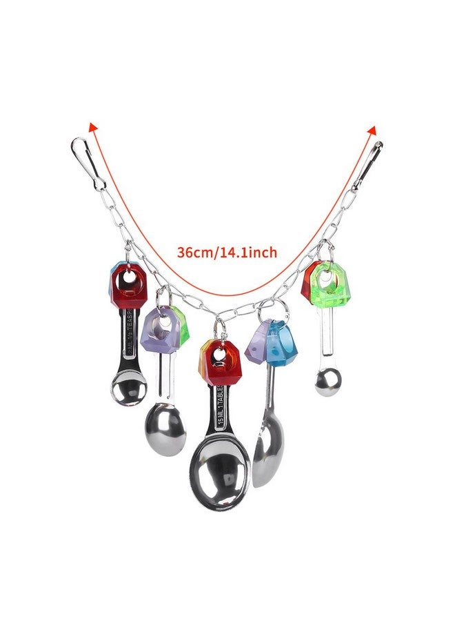 Fdit Bird Chew Toy with Metal Spoons Colorful Hanging Chewing Toy Lovebirds Cage for Parrots Parakeet Cockatiel Conure - Image 2