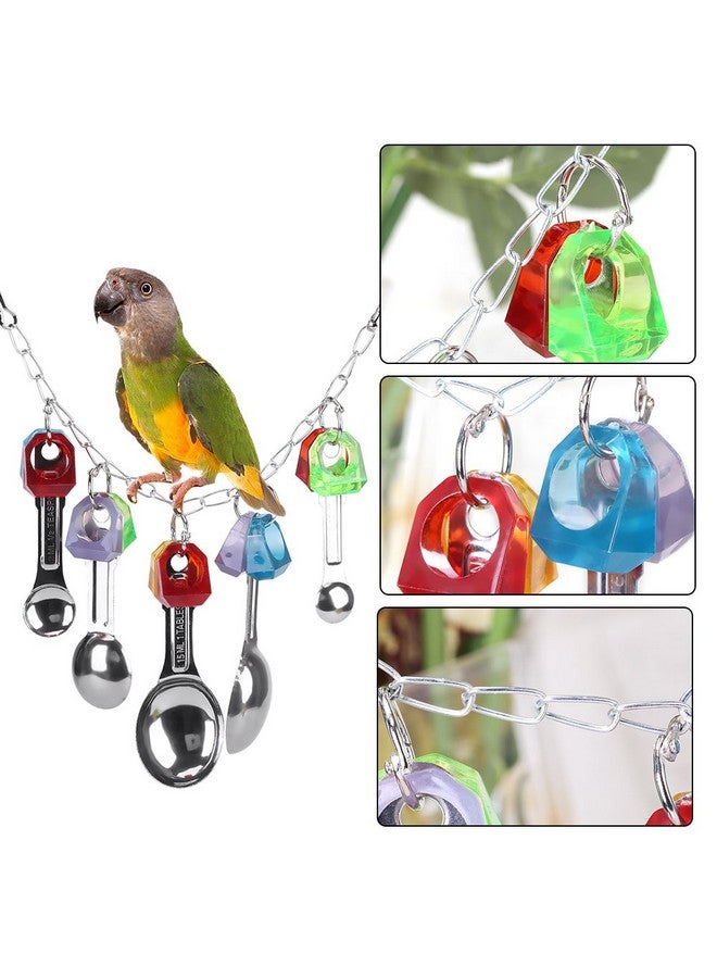 Fdit Bird Chew Toy with Metal Spoons Colorful Hanging Chewing Toy Lovebirds Cage for Parrots Parakeet Cockatiel Conure - Image 4