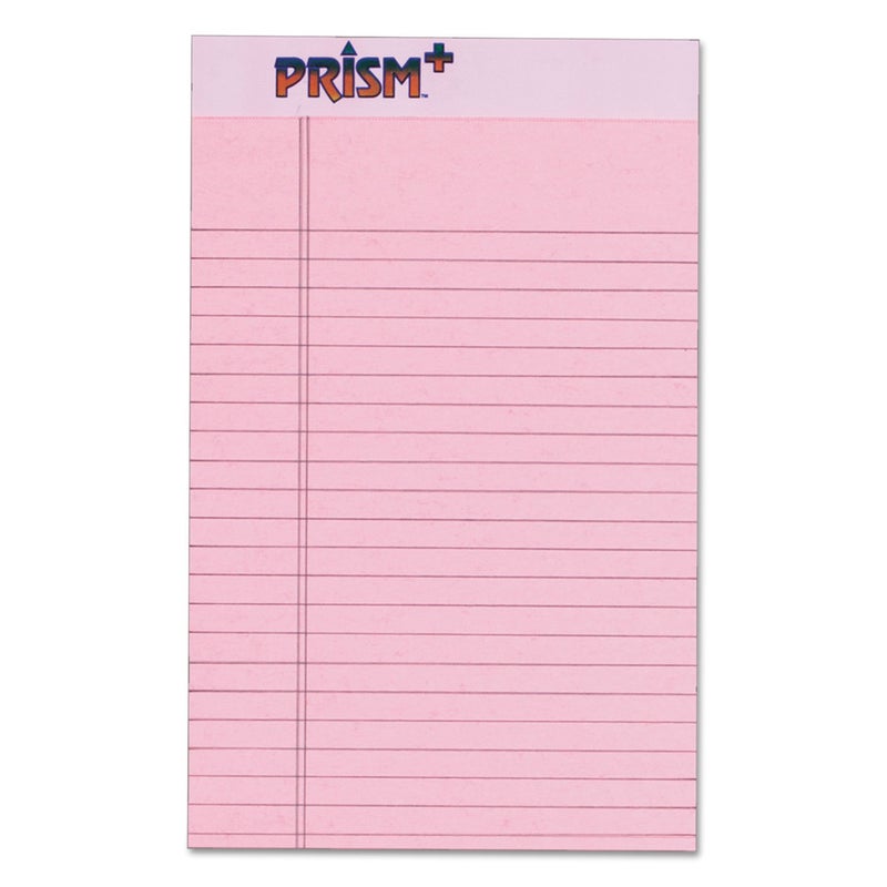 Tops Prism Plus Legal Pad, 5 x 8 Inches, Perforated, Pink, Narrow Rule, 50 Sheets per Writing Pad, 100% Recycled, 12 Pack (63050) - Image 1