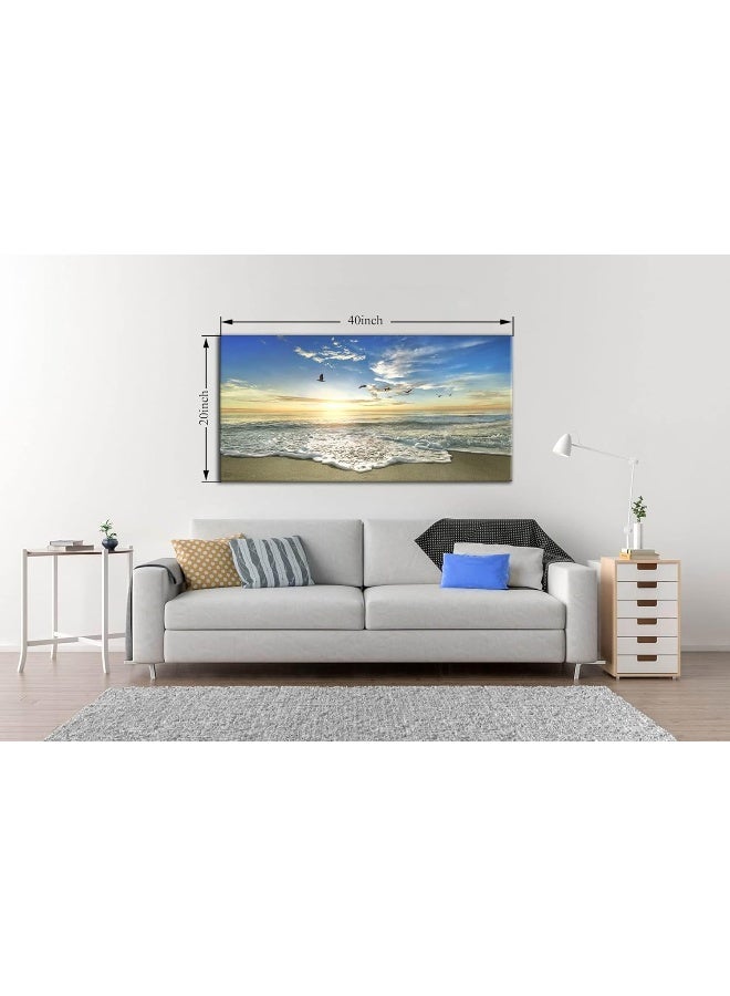 Faxiasho Beach Wall Art for Living Room - Ocean Pictures Sunset Canvas Wall Decor - Image 2
