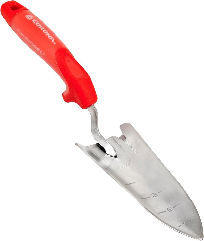 Corona CT 3314 Premium Stainless Steel ComfortGEL Garden Trowel, 13.5" Overall Length, Handle Length 7", Red - Image 1