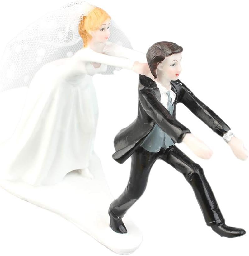 klarako Naughty Reluctant Groom Bride Resin Figurine Wedding Cake Topper Wedding Decor - Image 4
