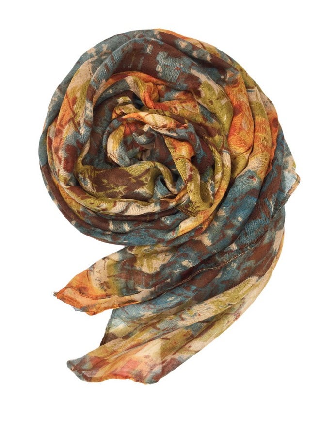 YOUR SMILE - Lightweight Scarf Beach Towels Pareo Fashion Flowers Print Shawl Wrap For Women For Spring Summer(Orange/Yellow Abstract) - Image 1