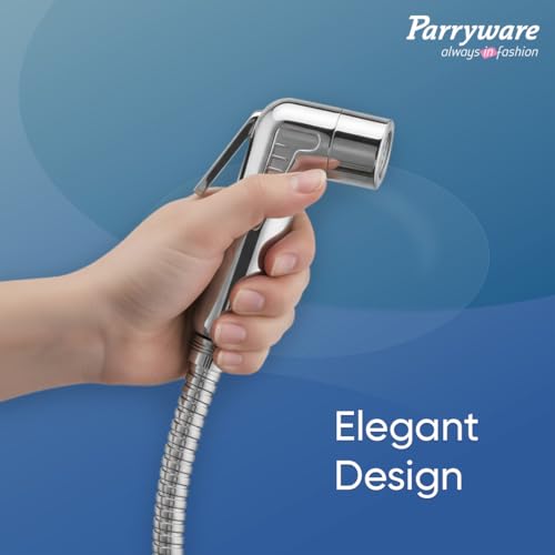 PARRYWARE Splash Series Health Faucet/Toilet Gun (Stainless Steel) | PVC Pipe, Wall Hook Included, ABS Body | Toilet Spray Gun/Health Faucet Set with Pipe/Hose and Wall Hook | T9805A1 - Image 4