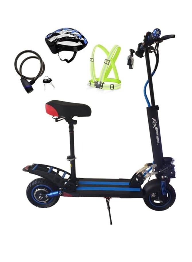 ROHAN WINGS E10 Pro Electric Scooter 2024 1800W, 25 to 30km Mileage Full Foldable, With Off Road Tires for 10 X 2.5 Tires, Blue - Image 1