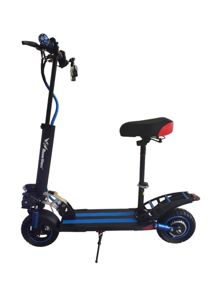 ROHAN WINGS E10 Pro Electric Scooter 2024 1800W, 25 to 30km Mileage Full Foldable, With Off Road Tires for 10 X 2.5 Tires, Blue - Image 3