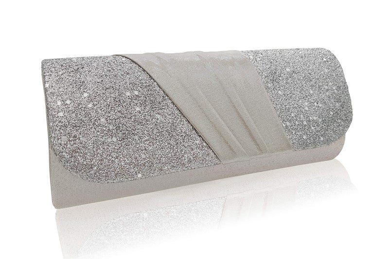 VRITRAZ Stylish & Fancy, Evening Party Bridal Wedding Clutch Purse for Women and Girl's (Color-Silver) - Image 1