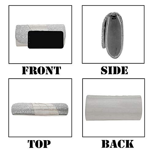 VRITRAZ Stylish & Fancy, Evening Party Bridal Wedding Clutch Purse for Women and Girl's (Color-Silver) - Image 2