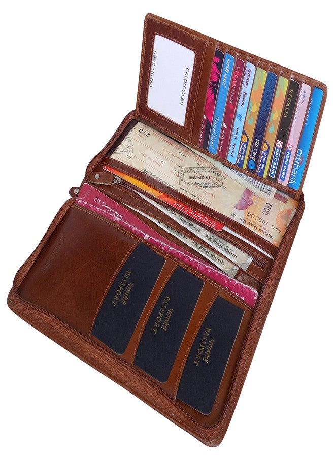 Style Shoes Style98 Unisex Leather Passport Holder (Brown) - Image 3
