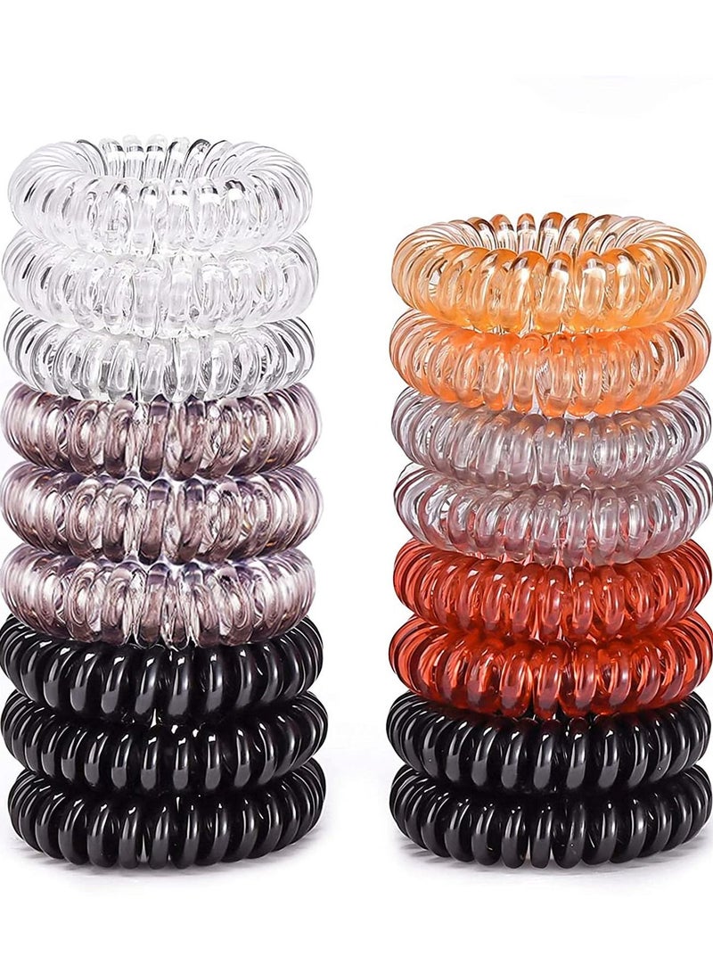 ORiTi 17 Pack Hair Elastics, No Crease Spiral Hair Ties Hair Bands Multi Color Waterproof Phone Cord Hair Scrunchies Hair Coils Accessories for Women Girls - Image 1