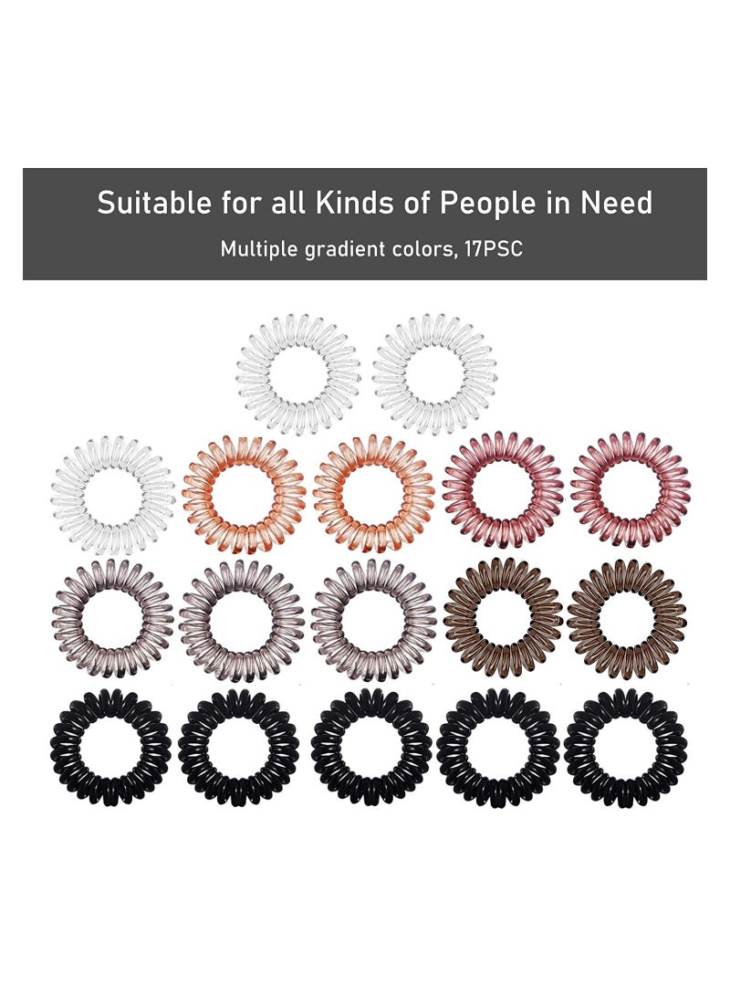 ORiTi 17 Pack Hair Elastics, No Crease Spiral Hair Ties Hair Bands Multi Color Waterproof Phone Cord Hair Scrunchies Hair Coils Accessories for Women Girls - Image 4