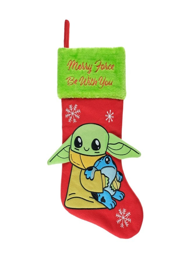 Ruz Star Wars The Child 20" Applique Christmas Stocking, Gift Holder for Stocking Stuffers, Indoor Home Decor and Holiday Decoration - Image 1