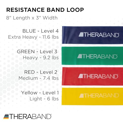 TheraBand مجموعة حلقات مقاومة THERABAND، عبوة من 4، أحزمة مقاومة للأطفال، مجموعة حلقات بحجم 8 بوصات للتمارين، للمبتدئين إلى المستويات المتقدمة للتمرين، إعادة التأهيل، العلاج الطبيعي، والتمدد - Image 2