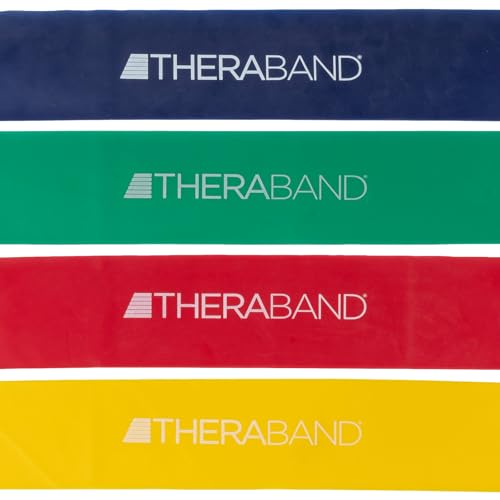 TheraBand مجموعة حلقات مقاومة THERABAND، عبوة من 4، أحزمة مقاومة للأطفال، مجموعة حلقات بحجم 8 بوصات للتمارين، للمبتدئين إلى المستويات المتقدمة للتمرين، إعادة التأهيل، العلاج الطبيعي، والتمدد - Image 1