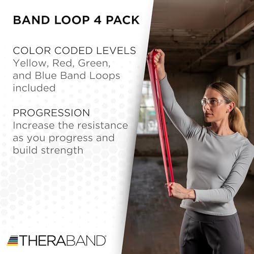 TheraBand مجموعة حلقات مقاومة THERABAND، عبوة من 4، أحزمة مقاومة للأطفال، مجموعة حلقات بحجم 8 بوصات للتمارين، للمبتدئين إلى المستويات المتقدمة للتمرين، إعادة التأهيل، العلاج الطبيعي، والتمدد - Image 3