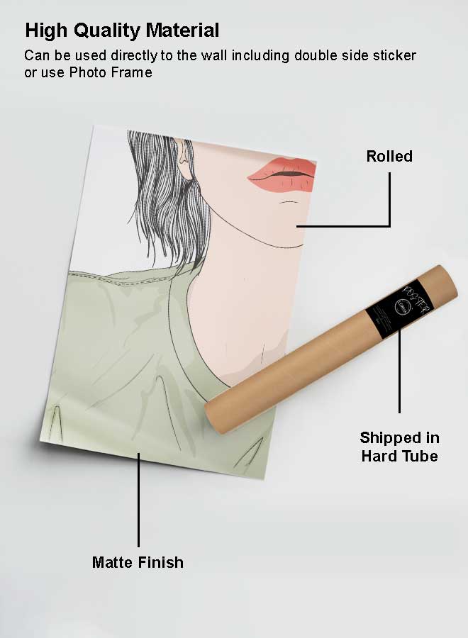 لوحة بوستر ديكور لوحة بدون فريم مع أربع قطع منفصلة من اللاصق ذو الوجهين تصميم وجه فتاة غرفة النوم غرفة المعيشة وديكور المكتب - Image 2