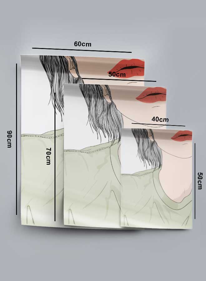 لوحة بوستر ديكور لوحة بدون فريم مع أربع قطع منفصلة من اللاصق ذو الوجهين تصميم وجه فتاة غرفة النوم غرفة المعيشة وديكور المكتب - Image 4