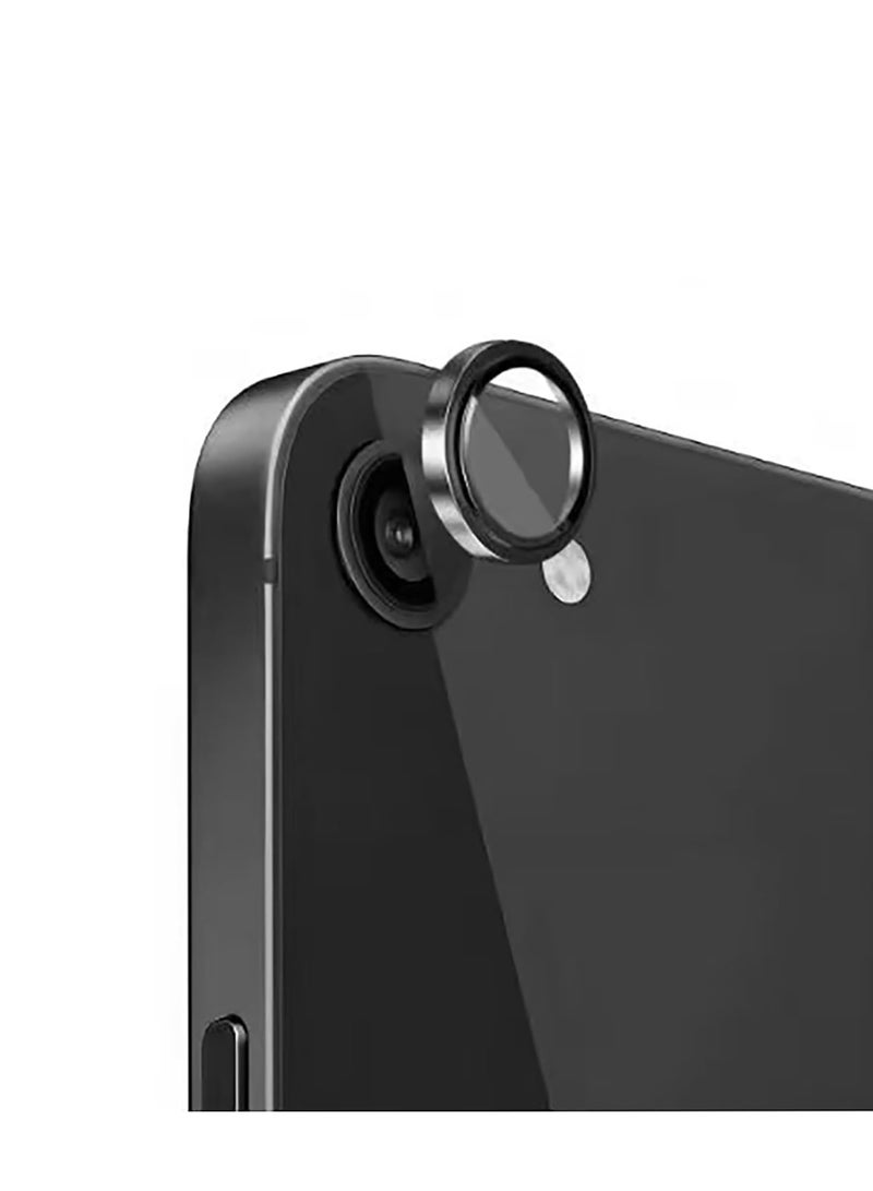 Compatible for iPhone 16e/SE4 Camera Lens Protector, One-Step Installation Tray Individual Metal Ring Tempered Glass Cover CD Pattern Case Friendly - Black