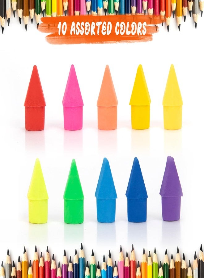 fuceury 200 PCS Pencil Top Eraser, Cap Erasers for Pencils Chisel Shape Pencil Eraser, 10 Assorted Colors Erasers Latex Free Bulk Erasers Caps for Teachers Sudents Classroom Home and Office - Image 3