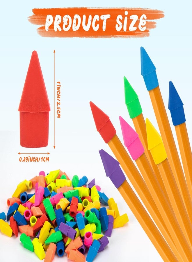 fuceury 200 PCS Pencil Top Eraser, Cap Erasers for Pencils Chisel Shape Pencil Eraser, 10 Assorted Colors Erasers Latex Free Bulk Erasers Caps for Teachers Sudents Classroom Home and Office - Image 2