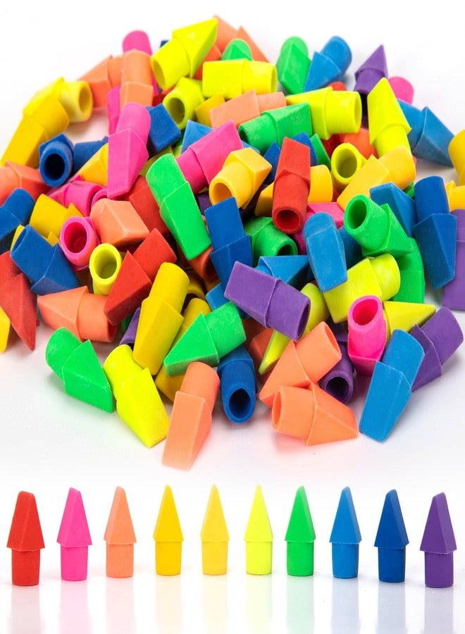 fuceury 200 PCS Pencil Top Eraser, Cap Erasers for Pencils Chisel Shape Pencil Eraser, 10 Assorted Colors Erasers Latex Free Bulk Erasers Caps for Teachers Sudents Classroom Home and Office - Image 1