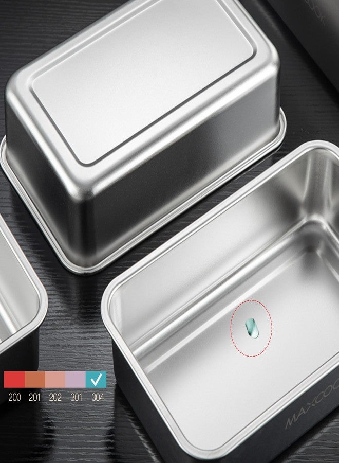 MAX COOK MAXCOOK Stainless Steel Food Containers with Lids, 18.6 oz & 71 oz Food Storage Container set, Metal Food Container Bento Box, Snack Container set with Lid,Dishwasher & Freezer Safe(2100 ml & 550 ml) - Image 3