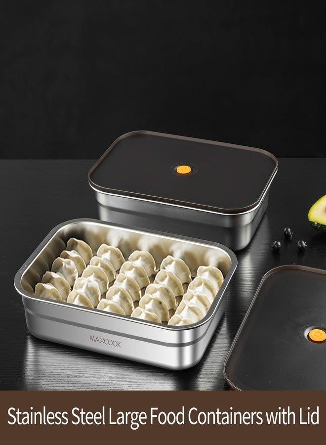 MAX COOK MAXCOOK Stainless Steel Food Containers with Lids, 18.6 oz & 71 oz Food Storage Container set, Metal Food Container Bento Box, Snack Container set with Lid,Dishwasher & Freezer Safe(2100 ml & 550 ml) - Image 4