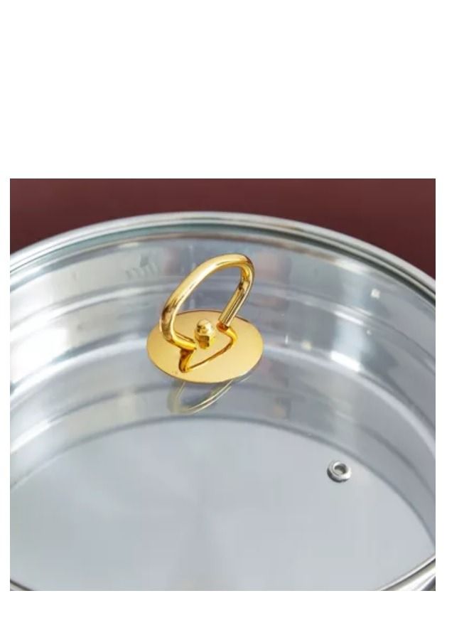 هوم بوكس طبق موقد صغير يحافظ على حرارة الطعام مع غطاء من ويل شاين فضي / ذهبي 3.5لتر - Image 3