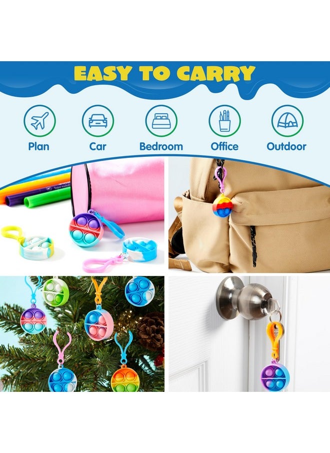 JOYIN JOYIN Round Pop Fidget Keychain 90 Pack Pop Fidget Toys Bulk Party Favors for Kids 4-8,8-12 Years, Goodie Bag Stuffers End of Year Student Gifts Classroom Prizes Birthday Sensory Toys  - Image 4