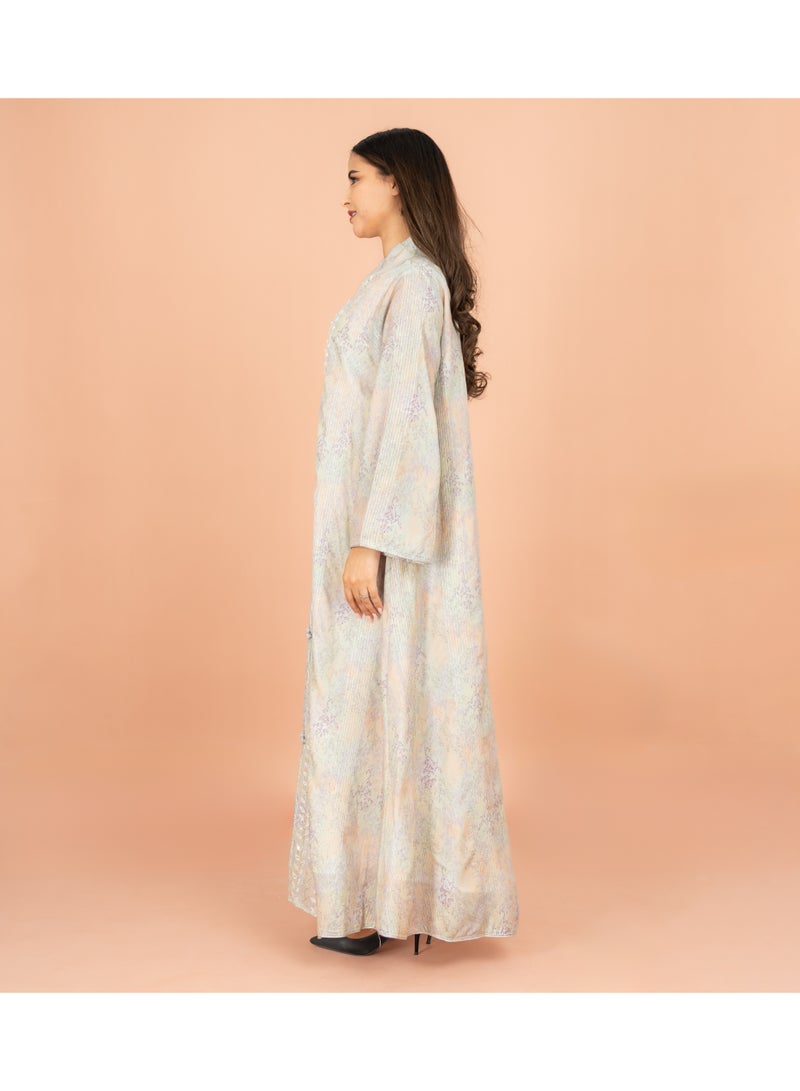 اكسا جلابية بطبعات أنيقة وقصة مستقيمة من ماندارين كولار - Image 3